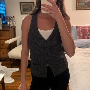 Brandy Melville Charcoal Button Down Vest